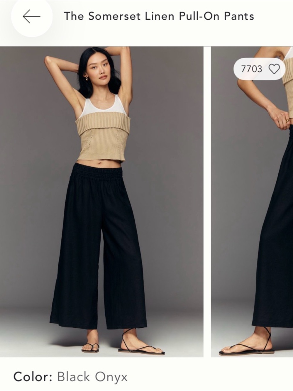 Anthropologie Somerset Linen Pull-On Pants — Black Onyx